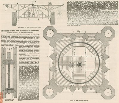 Plan of the Victoria Tower, Palace of Westminster, London by English School