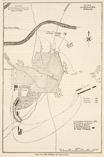 Plan of the Attack on Sholapore, illustration from Cassell