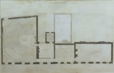 Plans of the first floor of 21 Albemarle Street after the initial alterations to the house after its acquisition by the Royal Institution by English School