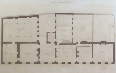 Plans of the ground floor of 21 Albemarle Street after the initial alterations to the house after its acquisition by the Royal Institution by English School