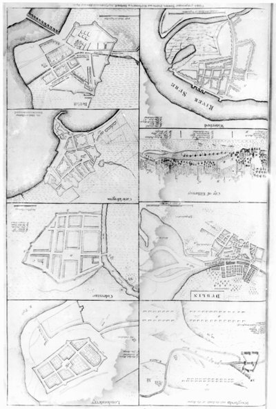 Plans of the Principal Towers, Forts and Harbours in Ireland by English School