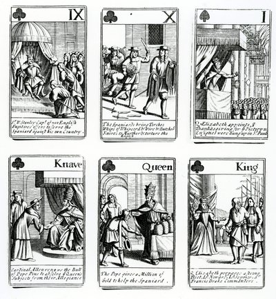 Playing Cards Depicting the Events from the Spanish Armada, 1699 by English School