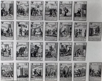 Playing cards depicting episodes from the Glorious Revolution of 1688-89, c.1689 by English School