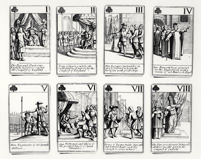 Playing cards depicting events from the Spanish Armada by English School
