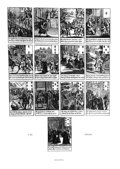 Playing Cards Depicting the Impeachment of Henry Sacheverell in 1710, Diamond Suit by English School