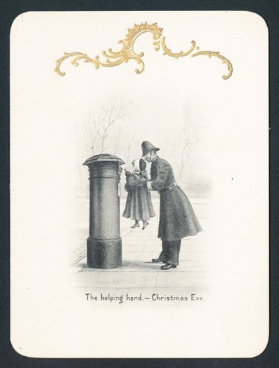 Policeman lifting girl at post box by English School