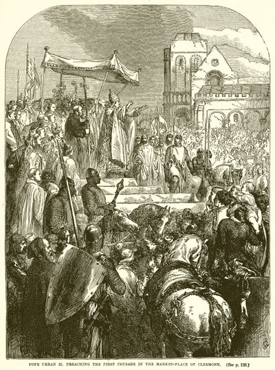 Pope Urban II Preaching the First Crusade in the Market-Place of Clermont by English School