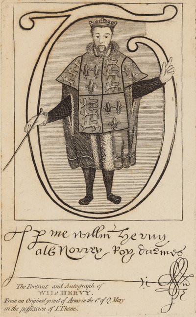 Portrait and Autograph of Wil Hervy (William Harvey) by English School