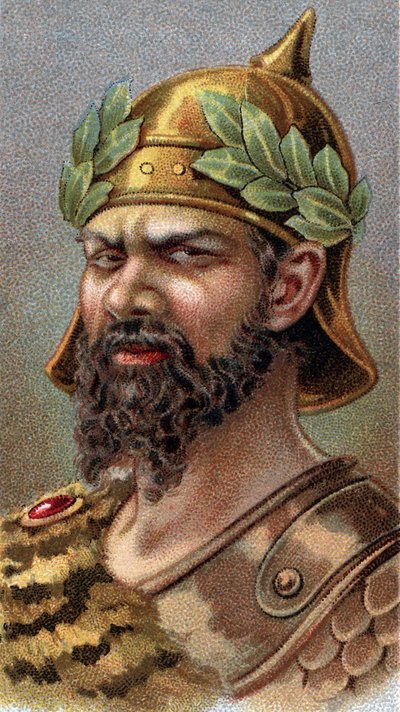 Portrait of Attila the Hun (c.406-453) (detail) by English School