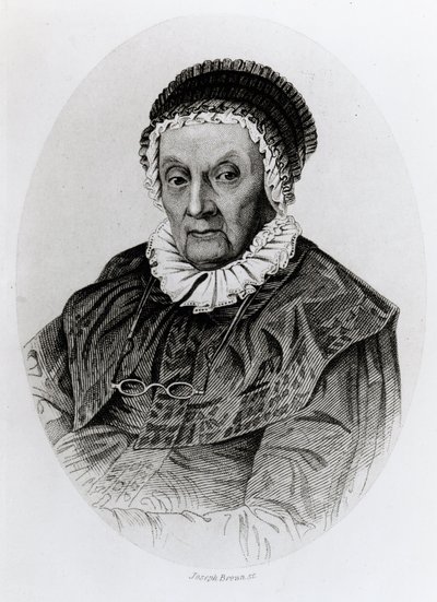 Portrait of Caroline Herschel at the Age of 92, engraved by Joseph Brown by English School