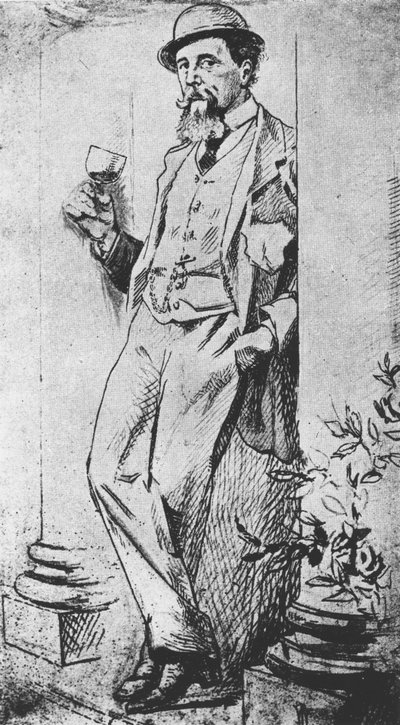 Portrait of Charles Dickens (1812-70), from Drinking with Dickens written by Cedric Charles Dickens by English School