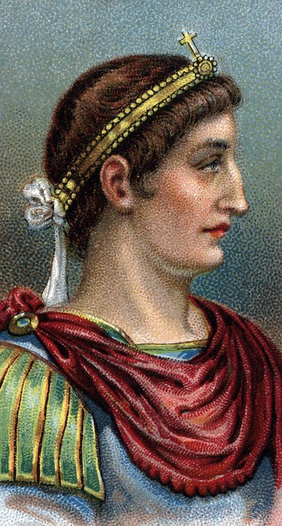 Portrait of Constantine the Great (Constantine I the Great, 270-337) - From series Leaders of Men - Chromolithography - English School, 20th century by English School