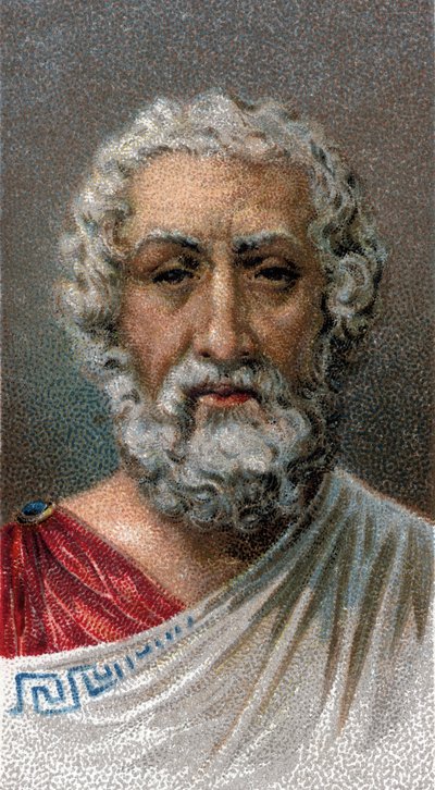 Portrait of Homer (9th-8th century BC) - Greek poet - From series Leaders of Men - Chromolithography - English School, 20th century by English School