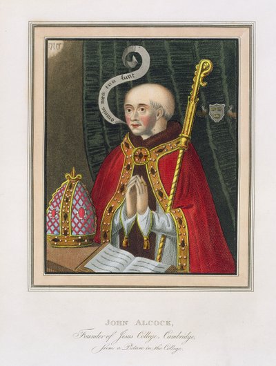 Portrait of John Alcock, Founder of Jesus College, Cambridge, from The History of Cambridge, published by R. Ackermann, 1815 by English School