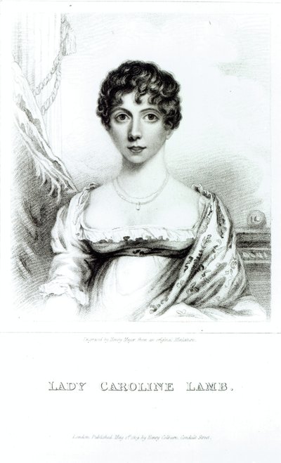 Portrait of Lady Caroline Lamb engraved by Henry Meyer by English School