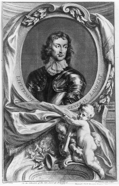 Portrait of Lieutenant General John Lambert (1619-83) engraved by Jacobus Houbraken (1698-1780) by English School