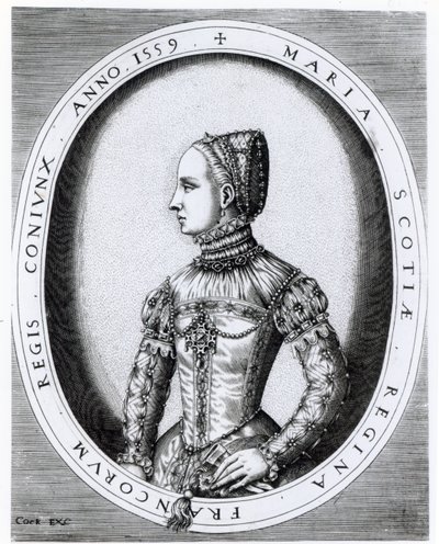 Portrait of Mary Queen of Scots engraved by Hieronymus Cock, 1559 by English School