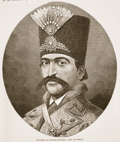 Portrait of Nasser-ed-Deen, Shah of Persia, illustration from Cassell