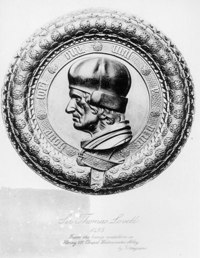 Portrait of Sir Thomas Lovell (d.1524) in 1485, from the bronze medallion in Henry VII Chapel Westminster Abbey by Torregiano by English School