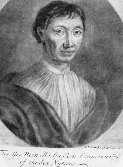Portrait of Tee Yee Neen Ho Ga Row, Emperor of the Six Nations by English School