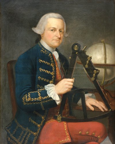 Portrait of a Gentleman Seafarer with a Hadley Quadrant on his knee by English School