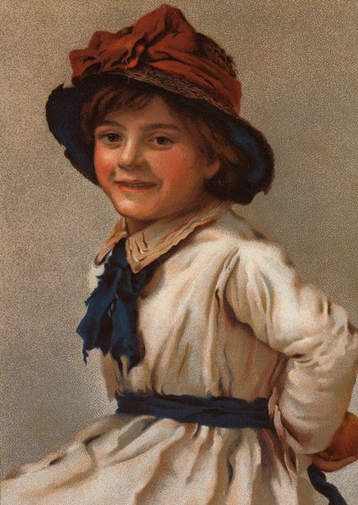 Portrait of a Young Girl Wearing a Hat by English School