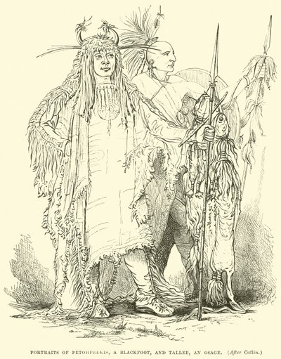Portraits of Petohpeekis, a Blackfoot, and Tallee, an Osage by English School
