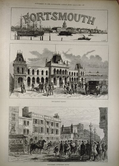 Portsmouth: The Railway Station and the High Street, Government House, from 