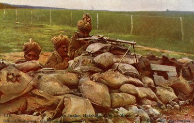 Postcard - An Indian Hotchkiss Gun at Work by English School