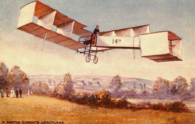 Postcard depicting the Santos-Dumont 14-bis aeroplane, c. 1910 by English School