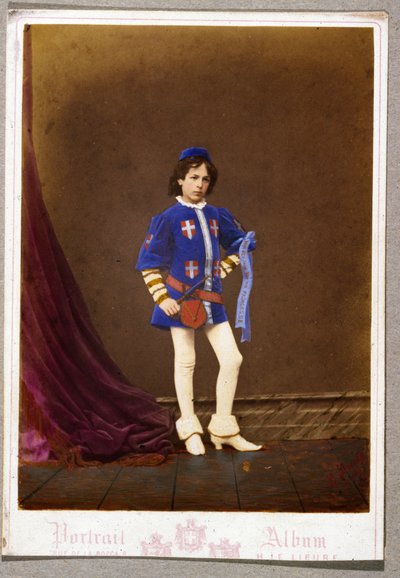 Postcard with boy in Medieval costume by English School