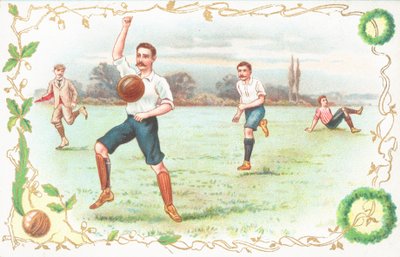 Postcard with Men Playing Football by English School