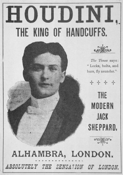 Poster Advertising a Performance by Houdini at the Alhambra, London by English School