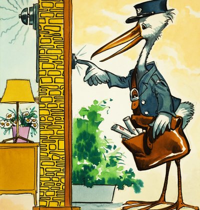 Postman stork rings the bell by English School