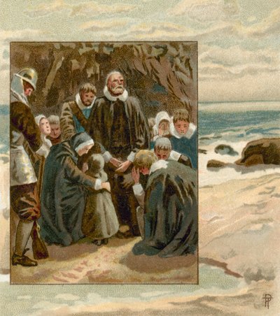 Prayers of the Pilgrim Fathers by English School