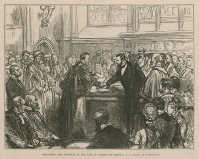 Presenting the Freedom of the City of London to General U.S. Grant at Guildhall by English School