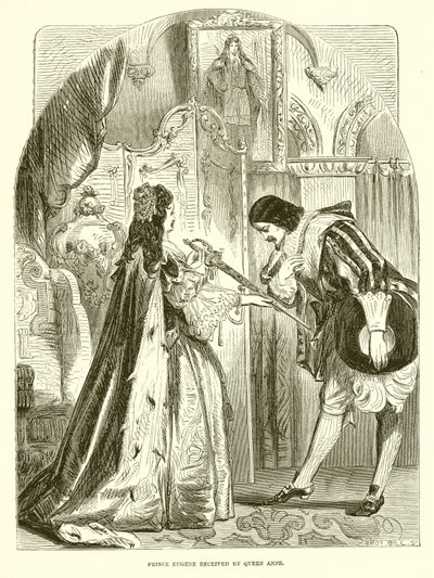 Prince Eugene received by Queen Anne by English School