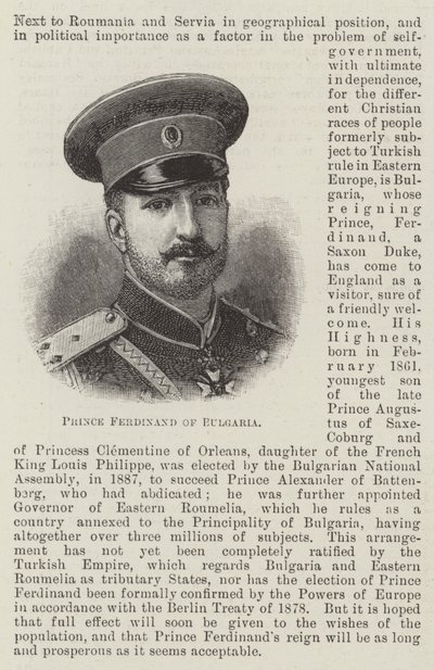 Prince Ferdinand of Bulgaria by English School