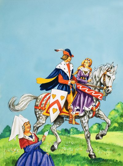 Prince and Princess on a Horse by English School