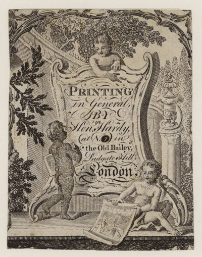 Henry Hardy Printer, trade card by English School