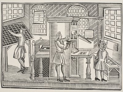Printing Office, c.1710 by English School