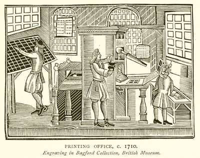 Printing Office, c. 1710 by English School