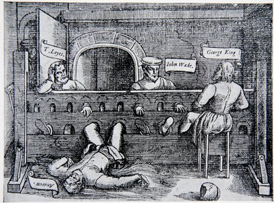 Prisoners in the Lollards Tower, from Acts and Monuments by John Foxe, 1563, illustration from The History of the Nation by English School