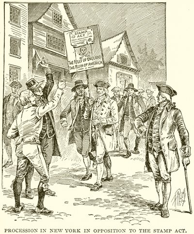 Procession in New York in Opposition to the Stamp Act by English School