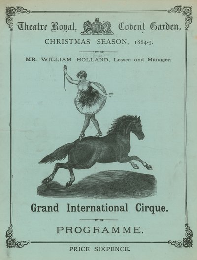 Programme for the Theatre Royal, Covent Garden, London, Christmas Season 1884-85 by English School