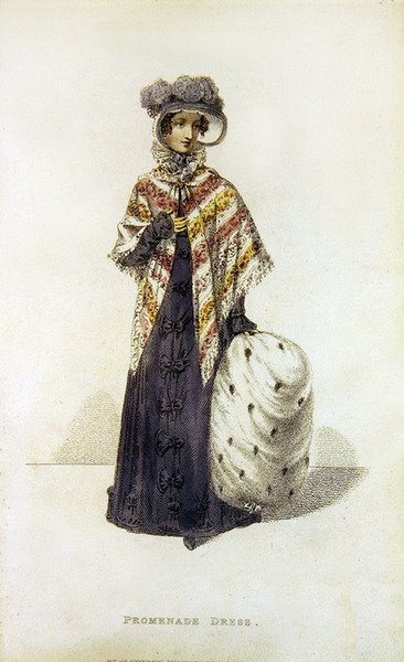 Promenade dress, fashion plate from Ackermann