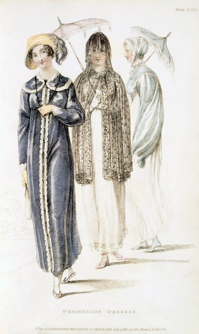 Promenade dresses, fashion plate from Ackermann