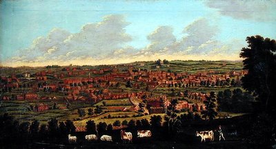Prospect of a Town, with Cattle and Herdsmen in the Foreground by English School