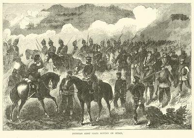 Prussian Army Corps moving on Sedan, September 1870 by English School