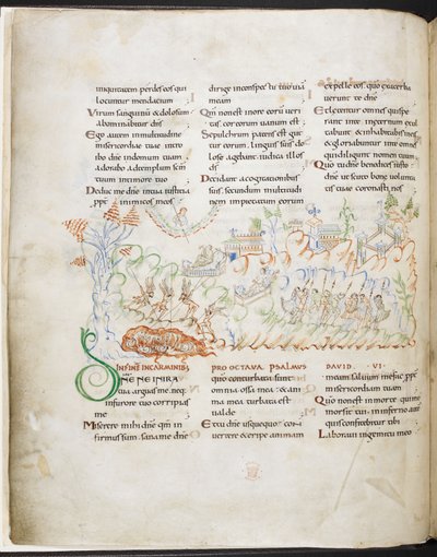 Psalm 6 from the Harley Psalter by English School